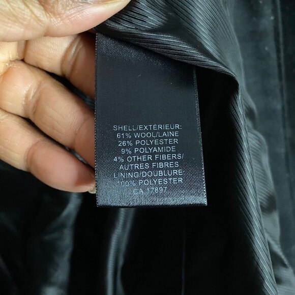 Banana Republic Women's Black Monogram Wool Blend Peplum Lady Coat - Picture 9 of 10